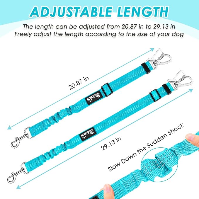 Lukovee Dog Car Harness Seat Belt, Adjustable Mesh Breathable Vest with Elastic Bungee Tether, Soft Padded 2-in-1 Safety Car Harness Seatbelt for Small Medium Large Dogs (Light Blue,XXXS)