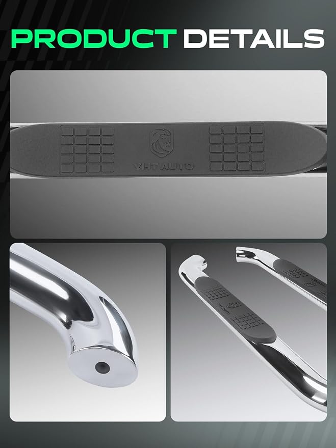 YHTAUTO 4 Inch Running Boards Side Steps Fit Chevy Silverado & GMC Sierra 1500 2007-2018, 2500 HD/3500 HD (Standard Cab/Regular Cab) 304 Stainless Steel Polished Oval Bent End Truck Step Rails
