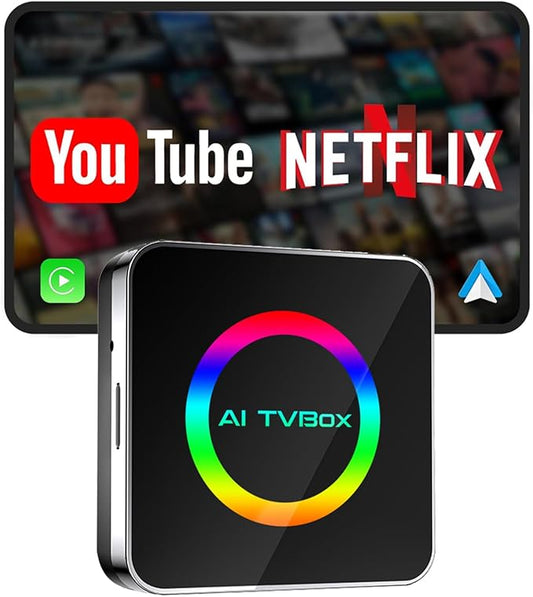 4 in 1 CarPlay AI Box, Android13 Magic AI Box Wireless CarPlay & Android Auto Adapter, Support Netflix/YouTube, Fit for Cars with Wired CarPlay/Android Auto, Plug & Play