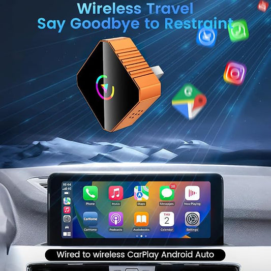 HomeBeyond 2-in-1 Wireless CarPlay & Android Auto Adapter, Plug & Play CarPlay Dongle Converts Wired to Wireless, Fast Auto-Connect, No Delay, Compact Design for iPhone & Android with USB/USB-C Port