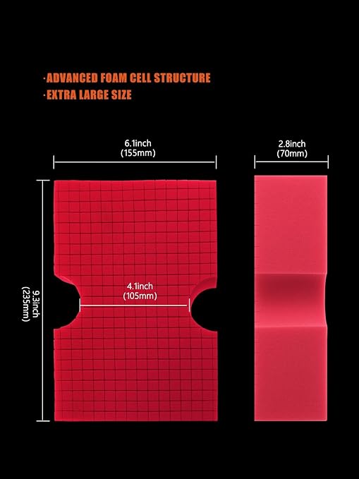 Car Wash Sponge, SPTA 3 Pack Big Red Sponge, Scratch-Free Car Cleaning Sponge, Durable Cross Cut Grid Sponge for Auto Multi Use Cleaning Washing Surfaces