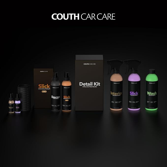 Couth Travel Kit - Car Cleaning Travel Bundle w/Interior Cleaner and Detailer | Ceramic Detail Spray | Microfiber Cleaning Towels - 4 Piece Kit