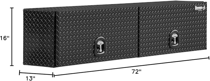 Buyers Products 1721351 Topsider Truck Tool Box, 16x13x72 Inch, Gloss Black Diamond Tread Aluminum, Dual Flip-Up Doors, Locking Compression Latch, Weather Resistant, No-Drill Mount, Made in USA