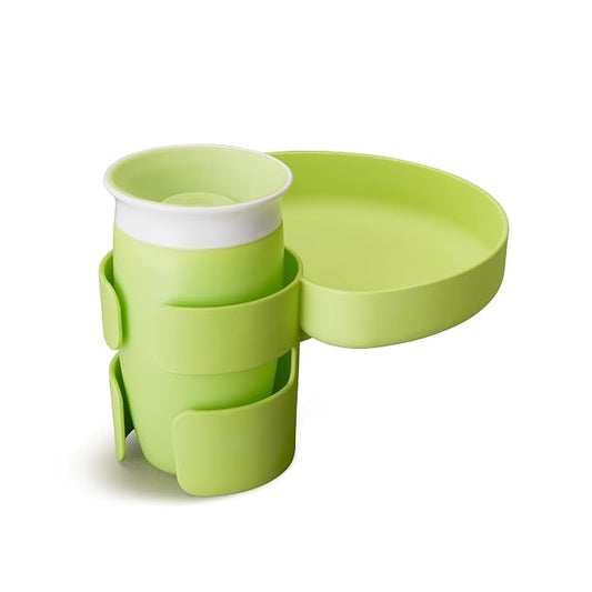 Munchkin Carseat Tray with Miracle 360 Sippy Cup for Toddlers 1-3 - Travel & Road Trip Accessory for Kids, Mess-Free Snacking and Spill Proof Drinking in The Car, Green