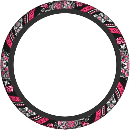 Boho Car Steering Wheel Cover Auto Accessories Universal 15 Inch Non-Slip Neoprene for Women Cute Automotive SUV Van Truck Wheel Protector