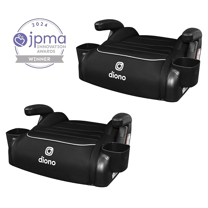 Diono Connect3 R Backless Booster Pack of 2, Slim Fit 3-Across in Many Mid-Sized Sedans and SUVs, for Children from 40-120 lbs., Lightweight with Cupholder, Black Storm