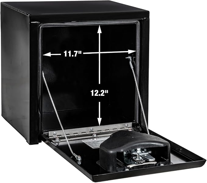 Buyers Products 1703310 Black Steel Underbody Truck Tool Box – 15 x 10 x 15 Inch - Truck Bed & Underbelly RV Storage Box, Locking T-Latch, Weather-Resistant, Heavy-Duty Flatbed Job Box, Made in USA
