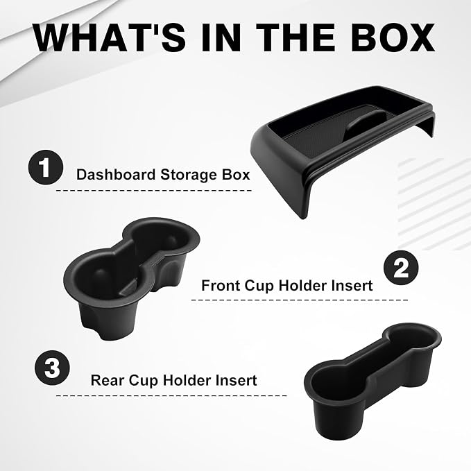 Muslogy Dashboard Storage Box & Cup Holder Inserts Compatible with 2021-2024 GMC Yukon Chevy Tahoe Suburban Accessories Front & Rear Drink Holder 2PCS & Center Console Organizer Behind Screen