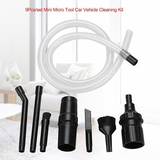 Vacuum Cleaner Attachments, 9Pcs Car Detailing Brush Set, Micro Cleaning Kit, Universal Vacuum Cleaner Accessories for 32mm and 28mm Vacuums, Black