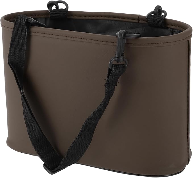 Car Trash Can Portable and Hanging 10.2" Length 4.3" Width 6.7" Height Trash Bin Faux Leather Brown 1 Pcs