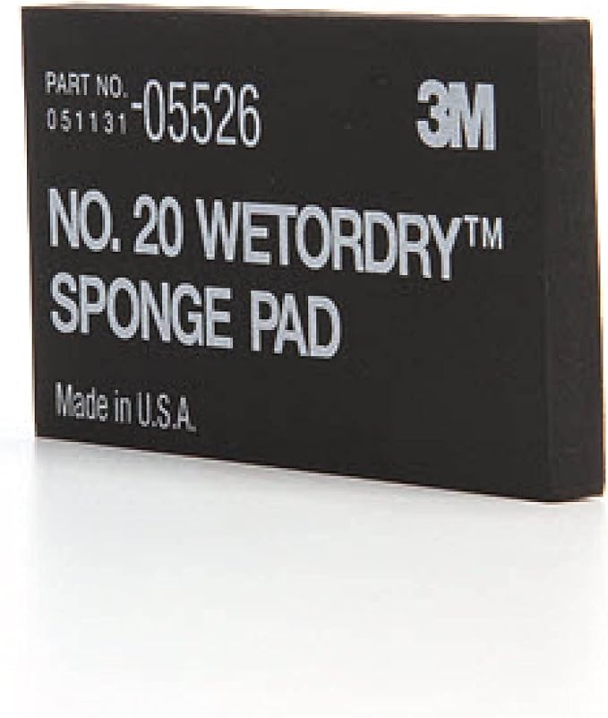 3M Wetordry Sponge Pad 20, 05526, 5-1/2 in x 2-3/4 in x 3/8 in, Flexible, Long Lasting, Automotive Sponge, Black