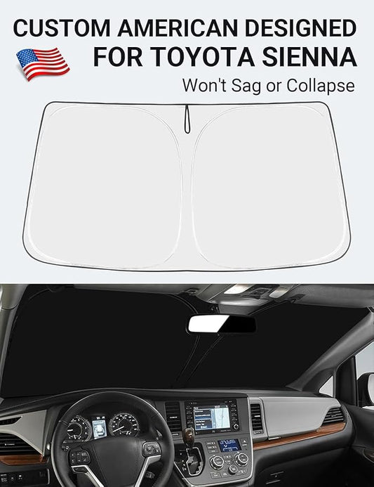 Proadsy 2026 Upgrade Front Windshield Sun Shade Foldable Sunshade Protector Custom Fit 2011-2020 Sienna Accessories