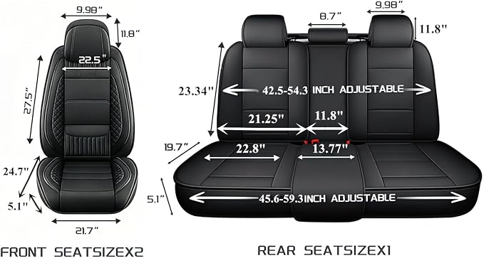 Car Seat Covers Full Set, Grey Leather Seat Covers, Breathable Front and Back Car Seat Protectors, Wear-Resistant Seat Covers Universal Fit for Most Cars SUV Truck (Grey-Diamonds, Full Set)