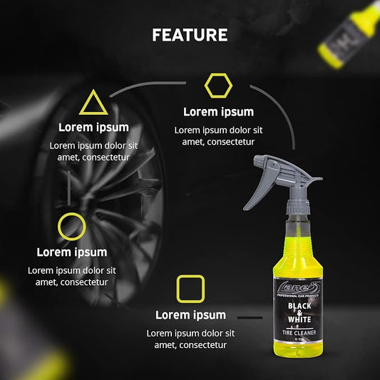 LANE'S Black and White Tire Cleaner- Tire Cleaner, Cleaning Tire Spray, Strong Tire Cleaner - Formulated Cleaning Strength, Restores Rubber to Black, Fast Acting Tire Cleaner- 1 Gallon