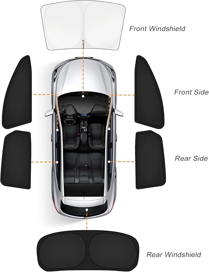 KUST Car Window Shades for Toyota Camry 2025-2026 Windshield Sun Shade Side Window Cover UV Block Privacy Protection Camry Accessories for Camping Blackout Rear Back Full Set 6PCS