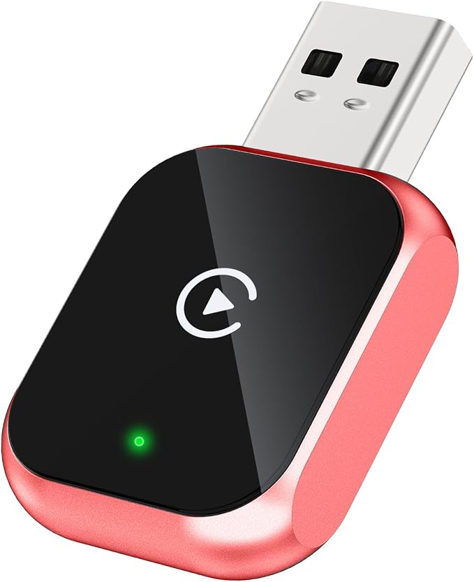Mini Wireless Carplay Adapter for iPhone - Carplay Wireless Adapter Car Play Dongle Bluetooth, Pink