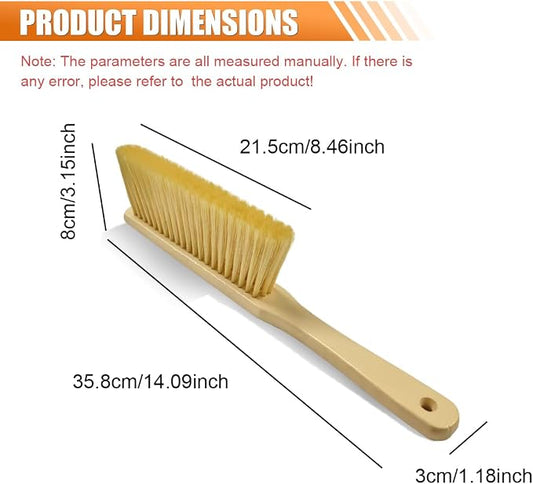 Wooden Auto Interior Dust Brush, Long Handle Car Detailing Brush, Multipurpose Automotive Soft Duster for Dashboard, Workshop, Air Vent, Skylight (Yellow)