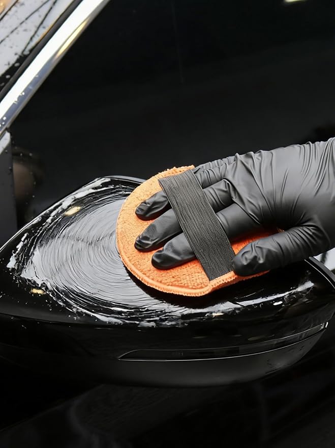 SPTA Microfiber Applicator Pads, 9Pcs 5 inch Car Wax Applicator Hand Polishing Microfiber Foam Pads Set with Grip of Elastic Band, Microfiber Buffing Cleaning Pads for Car Polish Applying Wax