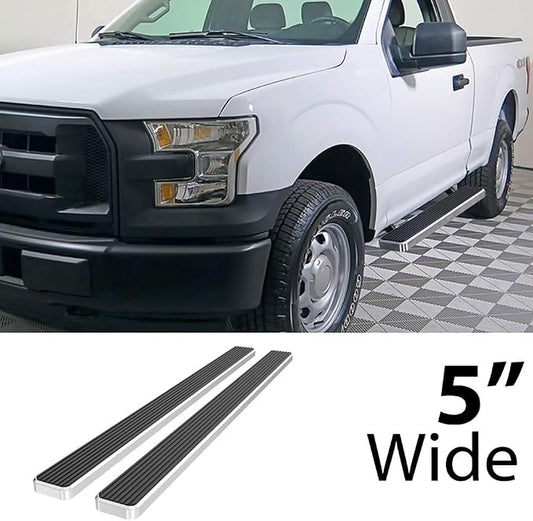 APS Running Boards 5 inches Compatible with Ford F150 2015-2026 Regular Cab & F-250 F-350 Super Duty 2017-2026 304 Stainless Steel (Nerf Bars Side Steps Side Bars)