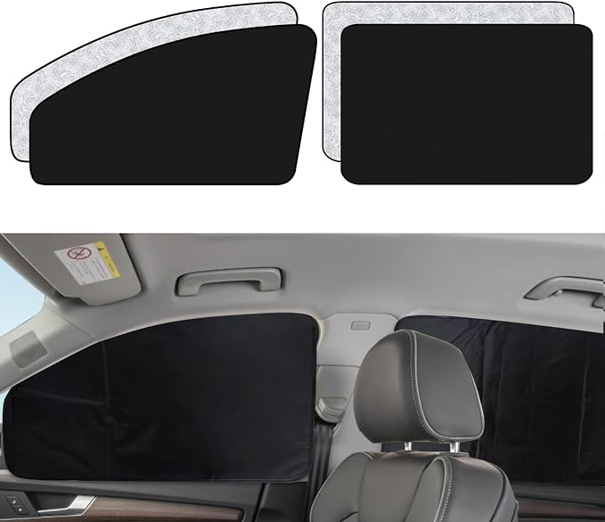 XCBYT Side Window Sun Shade, 100% Blackout Car Window Covers, 4 Pack | Magnetic for Metal Frame, For Side Windows, Aluminum Foil Reflective UV Protection, For Camping & Baby