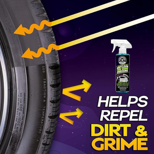 Chemical Guys Galactic Black Wet Look Tire Shine Dressing, for a Whole New Level of Shine and Depth of Black, Safe for Cars, Trucks, Motorcycles, RVs & More, 128 fl oz - TVD118