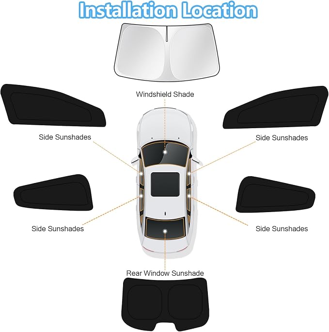 KUST Car Window Shades for Hyundai Elantra 2011-2015 2016 Windshield Sun Shade Side Window Cover UV Block Privacy Protection Accessories for Camping Blackout Rear Back Full Set 6PCS