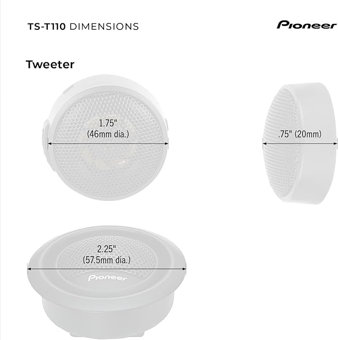 Pioneer TS-T110 7/8” Tweeters (Pair) – 120W Max, Crisp High-Frequency Detail, Easy Add-On for Clarity
