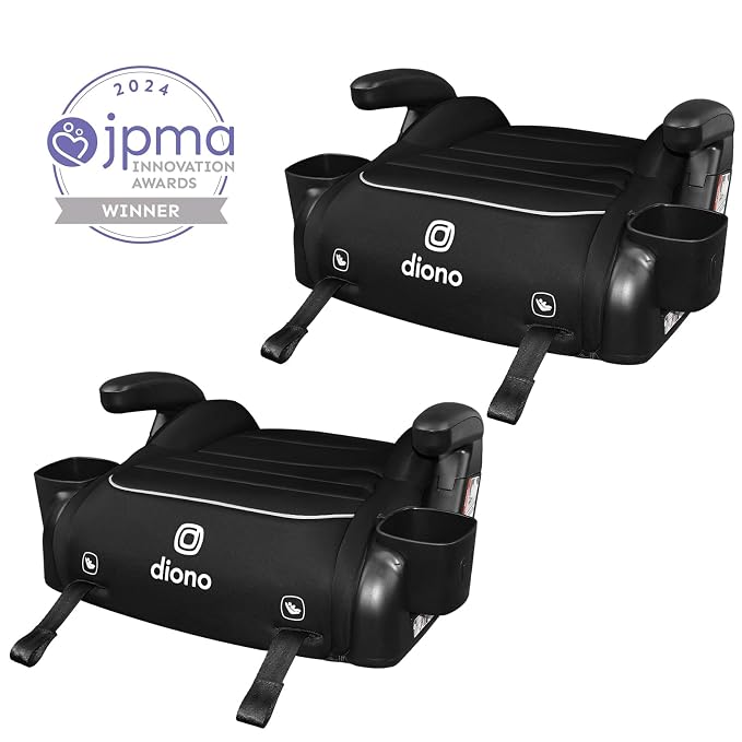Diono Connect3 RXT Backless Booster, Pack of 2, Slim Fit 3-Across in Many Mid-Sized Sedans and SUVs, for Children from 40-120 lbs., Lightweight with Latch connectors, Black Storm