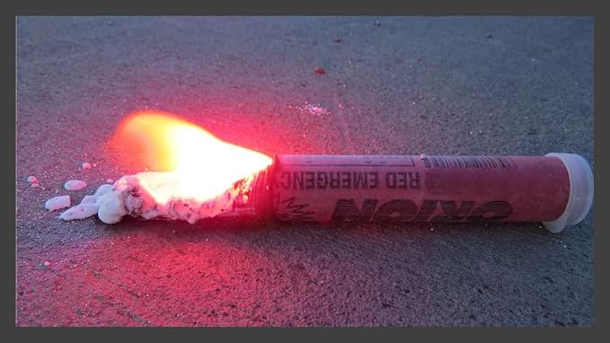 Be Prepared w/Our 6 Piece Highway Roadside Emergency Kit and Case with 6, 20-Minute Signal Flares & Stands, Roadside Assist Included Plus a Reflective Safety Vest, Rain Poncho - for Cars, Trucks, RV