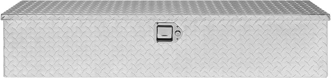 VEVOR Heavy Duty Aluminum Truck Bed Tool Box, Diamond Plate Tool Box with Side Handle and Lock Keys, Storage Tool Box Chest Box Organizer for Pickup, Truck Bed, RV, Trailer, 48"x15"x15", Silver