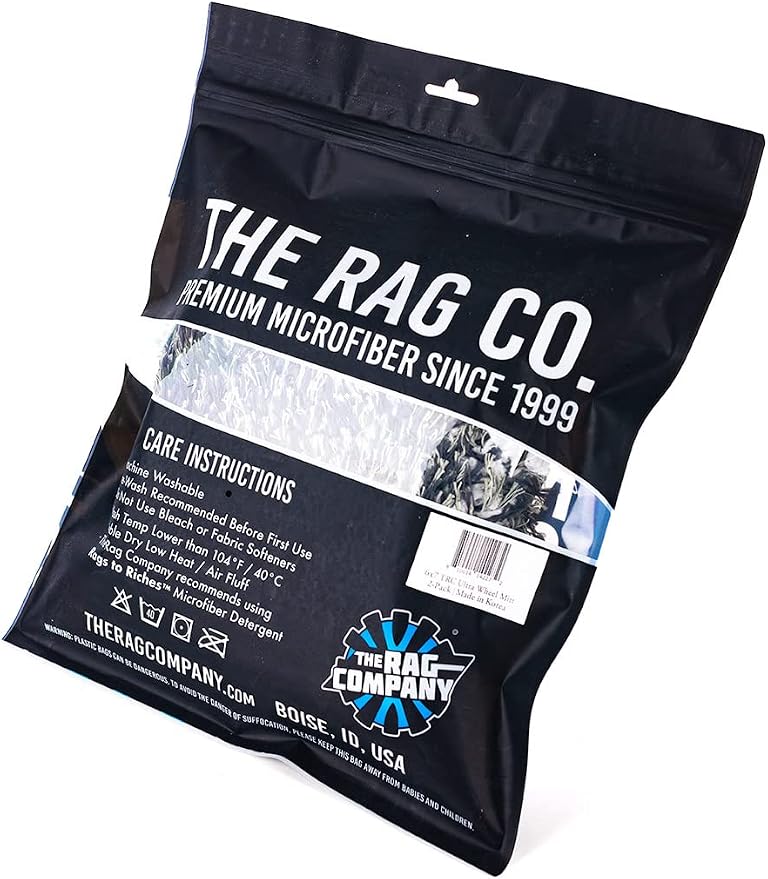 The Rag Company – The Cyclone Ultra Wheel Mitt – Perfect for Wheels, Grills, and Tight Areas; Proprietary Microfiber Blend; Easily Releases Contaminates Upon Rinsing, 6in x 7in, Black/Grey (2-Pack)