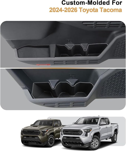 ECOZEN Door Pocket Organizer Set For 2024-2026 Toyota Tacoma - 6 Pcs TPE Door Side Storage Tray Compatible With Tacoma 2024-2026 Interior Accessories - Protection & Easy to Clean - Double Cab Only