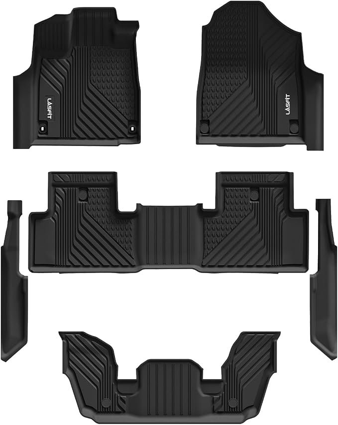 LASFIT Floor Mats for Acura MDX (2022-2026) All Weather Floor Liner TPE Custom Fit Car Mats for Acura MDX 1st & 2nd & 3rd Row Mats, Black,Tasteless, Durable and Easy to Clean