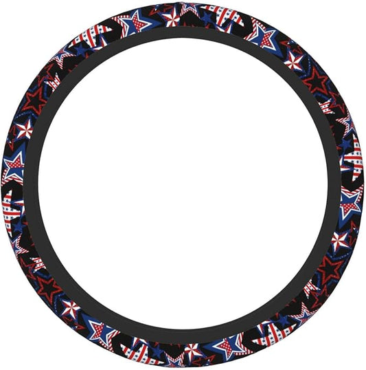 Memorial Day Patriotics Steering Wheel Cover Forth of July America 250 Anti-Slip,Sweat Absorption Universal 15 inch Steering Wheel Covers Cute car Accessories for Women