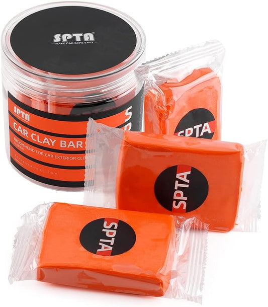 Clay Bar and Luber Synthetic Lubricant Kit, SPTA 3 Pack 300g, Medium Duty Clay Bars Detailing Magic Clay Bar with 16oz Luber Synthetic Lubricant for Car Wash Car Detailing Clean,RV, Bus,Glass Cleaning