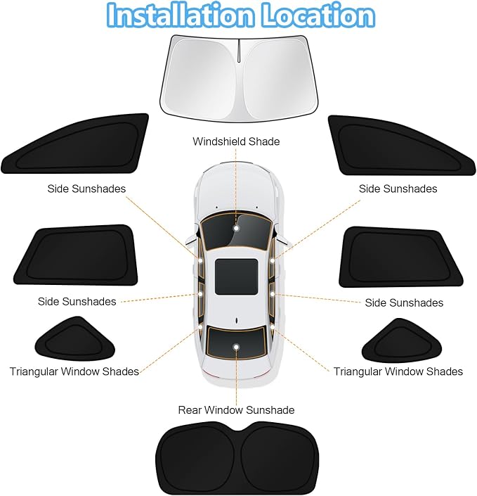 KUST Car Window Shades for Subaru Outback Wagon 2015-2018 2019 Windshield Sun Shade Side Window Cover UV Block Privacy Protection Accessories for Camping Blackout Rear Back Full Set 8PCS