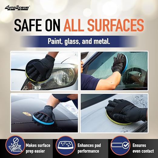 Nanoskin AUTOSCRUB 5 3/4" Hand Strap Applicator – Clay Bar Alternative for Removing Contaminants from Paint, Glass, Plastic, and Metal | Compatible with 6" Pads | Easy Pre-Wax & Coating Prep