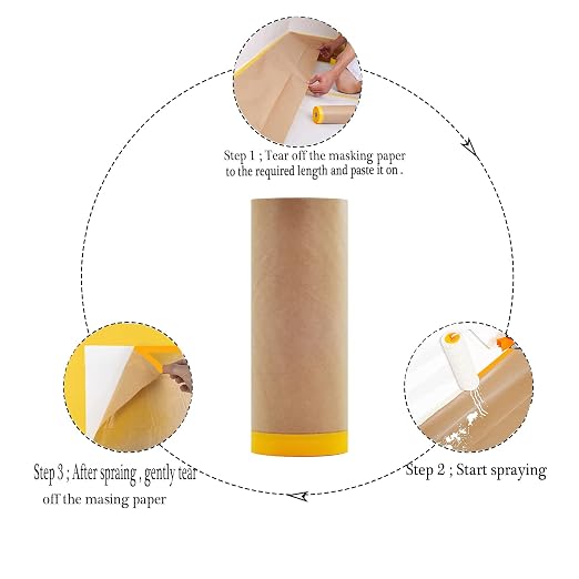 Pre-Taped Paint Masking Paper and Masking Tape Sets, 22inch-50feet Painters Paper and Painters Tape, Automotive Paint Paper, Tape and Drape Waterproof for Painting Protection Covering (10)