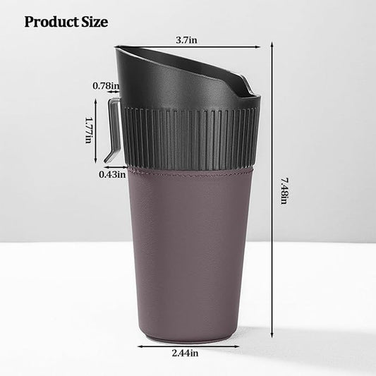 Car Trash Can, Mini Leakproof Vehicle Cup Holder Garbage Container Bin, Portable Automotive Interior Door Trash Storage Organizer Accessories, Universal for Sedan Truck SUV (Brown)