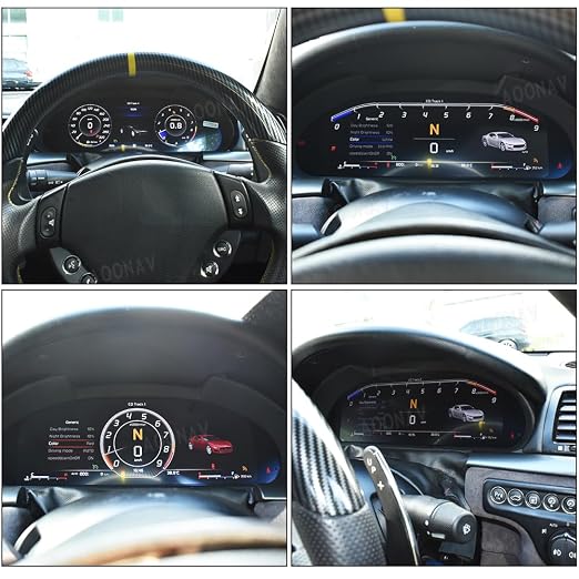 12.3 Inch Car Digital Cluster Gauge for Maserati GT/GC GranTurismo 2007-2017 Variant Virtual Cockpit Entertainment Dashboard Speedometer QLED Meter Screen Matt-Black Color
