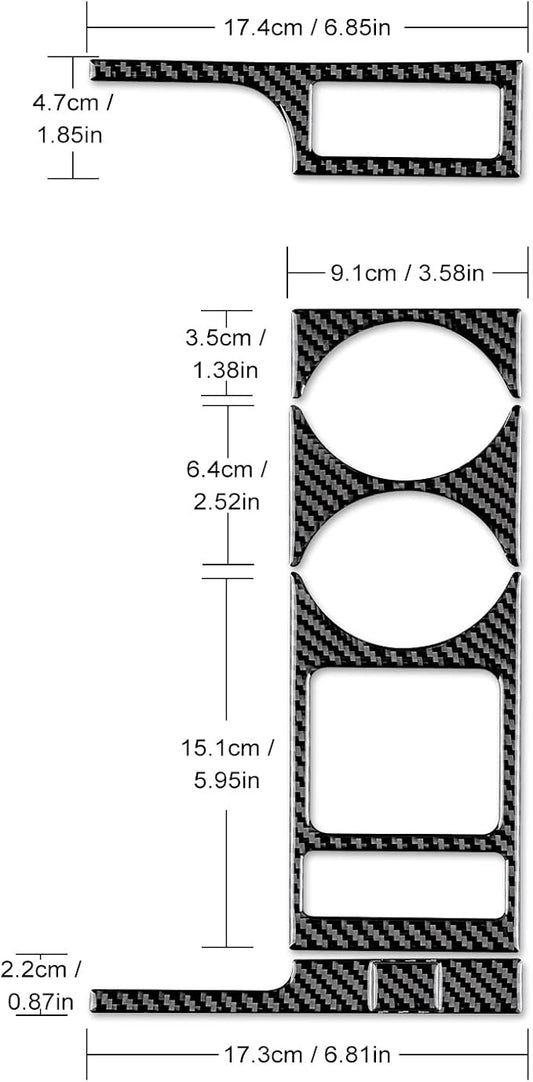 AIRSPEED Carbon Fiber for BMW E46 1998-2006 Gear Shift Warning Button & Cup Holder Trim – Black Carbon Fiber Interior Panel Deco Cover