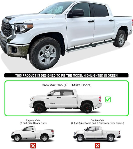 APS (304 Stainless Steel Polished Silver 6 inches) Running Boards Nerf Bars Side Steps Compatible with Toyota Tundra 2007-2021 CrewMax