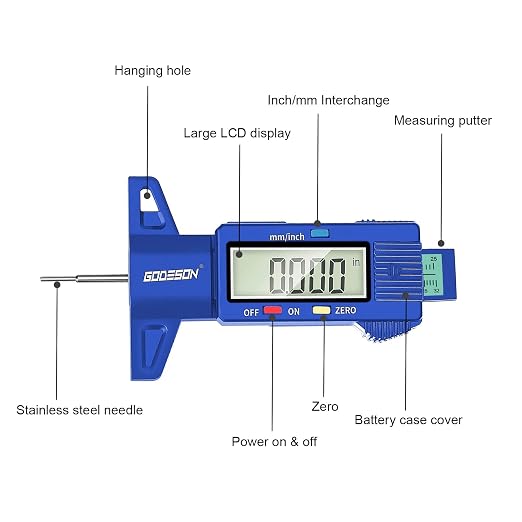 GODESON Tire Tread Depth Gauge, Digital Tire Tread DepthGauge in Inch/MM with Large LCD Display and Tire Tread Depth Measuring Tool for Cars,Trucks,Moto(Blue)