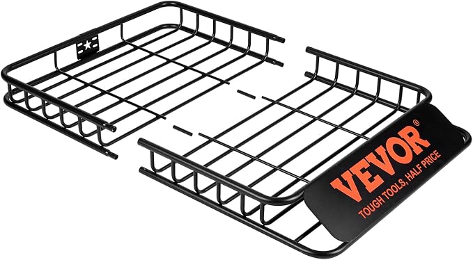 VEVOR Roof Rack Cargo Basket, 46" x 36" x 4.5" Rooftop Cargo Carrier, Heavy-Duty 200 LBS Capacity Universal Roof Rack Basket, Luggage Holder for SUV, Truck, Vehicle