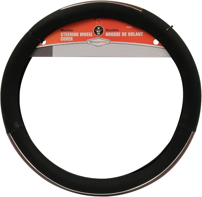 RoadPro RPSW3005 Black 18" Microfiber Steering Wheel Cover