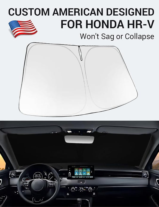 Proadsy 2026 Upgrade Windshield Sun Shade Custom Fit Honda HRV 2023-2026 Foldable Front Sunshade Protector Sun Visor Blocks UV Rays Keep Car Cooler Accessories