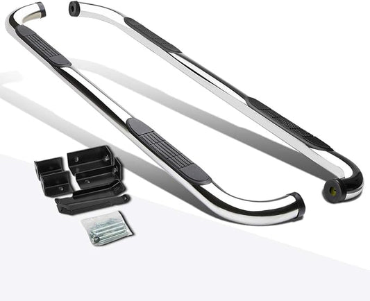 3" Running Boards Steps Bars Compatible with 1999-2019 Chevy Silverado GMC Sierra 1500 2500HD 3500HD, 2019 Chevy Silverado 1500 LD, Chrome Stainless Round Nerf Bars, Extended Cab