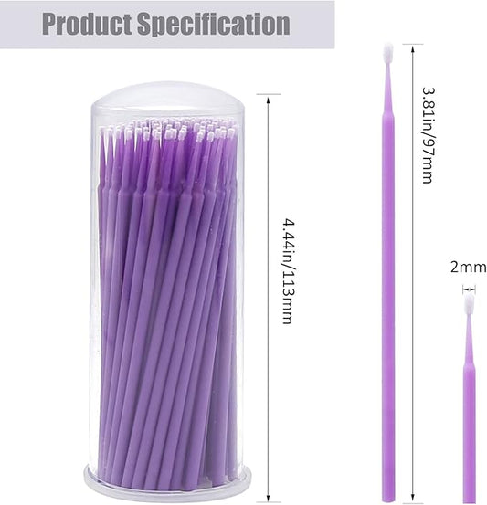 Touch Up Paint Brushes for Automotive Paint Chip Repair Disposable Micro Applicators (S:1.5mm, Purple)-100 Pieces
