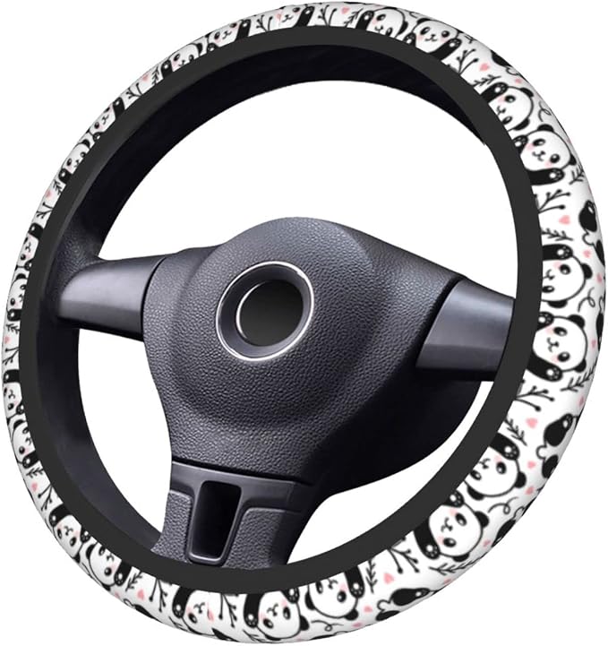 Cute Cartoon Panda Steering Wheel Covers Non Slip Neoprene Universal 15 Inch Steering Wheel Protector Car Cover for Men Women