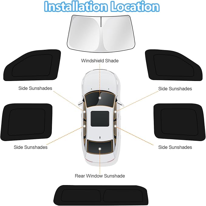 KUST Car Window Shades for Ford Maverick Lariat 2022 2023 2024 2025 Windshield Sun Shade Side Window Cover UV Block Privacy Protection Accessories for Camping Blackout Rear Back Full Set 6PCS